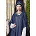 Party wear double layered Embellished abaya- Blue-White